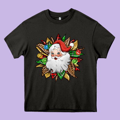 Santa Claus Sunflower Heavy Core Tee Designed By Jasminsmagicworld