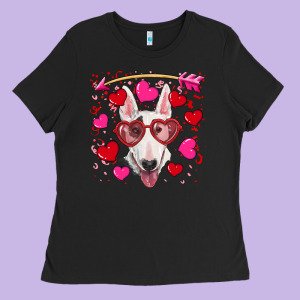 Valentine's Day  Bull Terrier Ladies Tee Designed By Ranaportraitstore