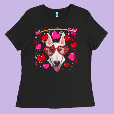 Valentine's Day  Bull Terrier Ladies Tee Designed By Ranaportraitstore