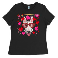 Black Valentine's day  bull terrier Ladies Tee - RanaPortraitStore
