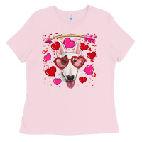 Bubblegum Pink Valentine's day  bull terrier Ladies Tee - RanaPortraitStore