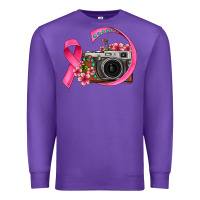 Purple floral cancer ribbon vintage camera Premium Sweatshirt - FaDigitalArtStudio