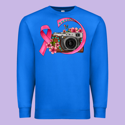 Floral Cancer Ribbon Vintage Camera Premium Sweatshirt Designed By Fadigitalartstudio