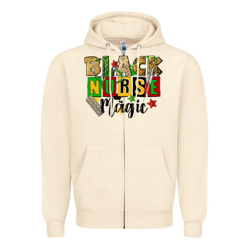 Black Nurse Magic Juneteenth Zipper Hoodie by CowGirlArtShop | Teevron