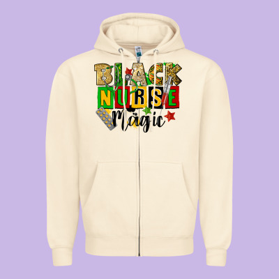 Black Nurse Magic Juneteenth Zipper Hoodie Designed By Cowgirlartshop