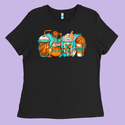 Basketball Coffee Cups Ladies Tee Designed By Jasminsmagicworld