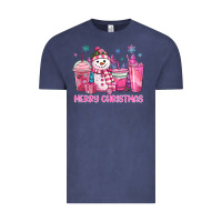 Vintage Denim merry christmas snowman coffee cups Vintage Tee - MaliasSmallBusiness