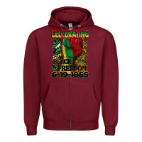 Burgundy celebrating black freedom 6 19 1865 juneteenth Zipper Hoodie - CowGirlArtShop