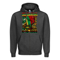 Charcoal Heather celebrating black freedom 6 19 1865 juneteenth Zipper Hoodie - CowGirlArtShop