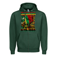 Sports Green celebrating black freedom 6 19 1865 juneteenth Zipper Hoodie - CowGirlArtShop