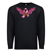 Black Breast Cancer ribbon with angel wings Premium Sweatshirt - FaDigitalArtStudio