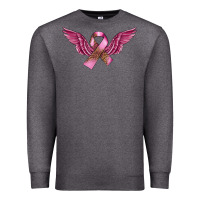 Charcoal Heather Breast Cancer ribbon with angel wings Premium Sweatshirt - FaDigitalArtStudio