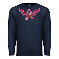 Navy Breast Cancer ribbon with angel wings Premium Sweatshirt - FaDigitalArtStudio