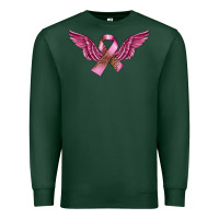Breast Cancer Ribbon With Angel Wings Premium Sweatshirt | Teevron