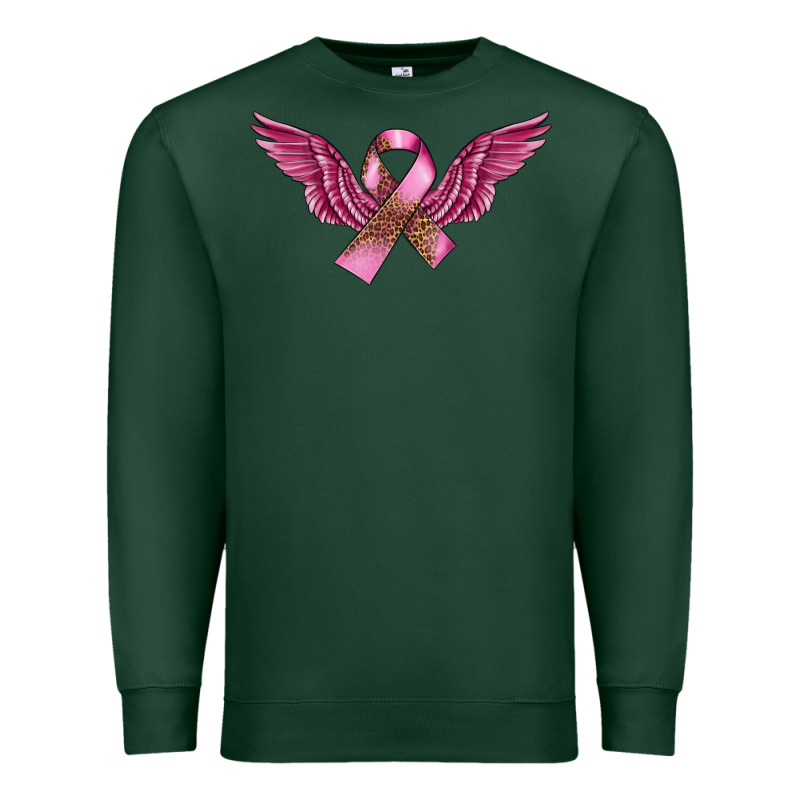 Breast Cancer Ribbon With Angel Wings Premium Sweatshirt by FaDigitalArtStudio | Teevron