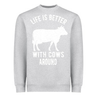 Heather Grey Life Is Better With Cows Around Heavyweight Sweatshirt - Bettercallsaul