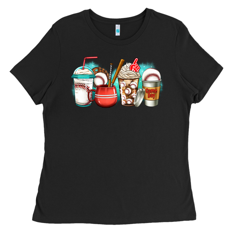 Baseball Coffee Cups Ladies Tee by Jasminsmagicworld | Teevron
