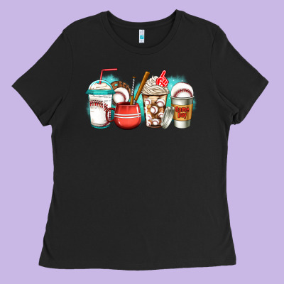 Baseball Coffee Cups Ladies Tee Designed By Jasminsmagicworld