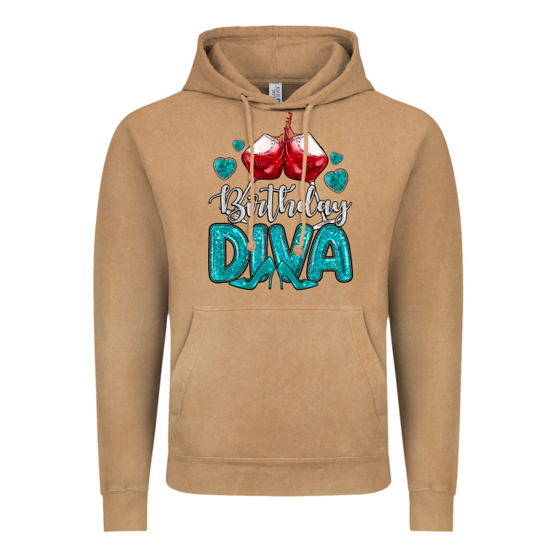 Birthday Diva Turquoise Vintage Hoodie by MaliasSmallBusiness | Teevron