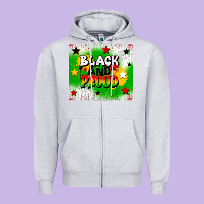 Black And Proud Zipper Hoodie Designed By Cowgirlartshop