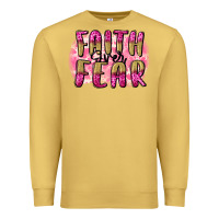 Antique Gold Faith over fear  Breast Cancer Awareness Premium Sweatshirt - FaDigitalArtStudio