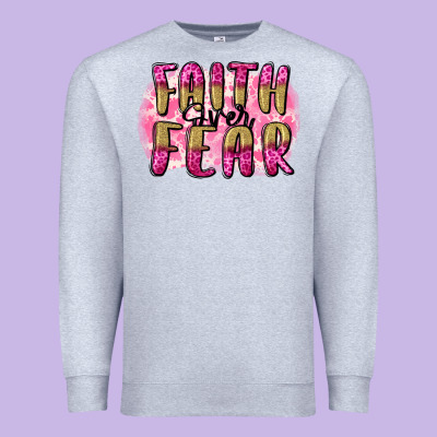 Faith Over Fear  Breast Cancer Awareness Premium Sweatshirt Designed By Fadigitalartstudio