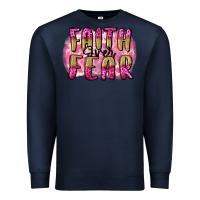 Navy Faith over fear  Breast Cancer Awareness Premium Sweatshirt - FaDigitalArtStudio