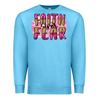 Ocean Blue Faith over fear  Breast Cancer Awareness Premium Sweatshirt - FaDigitalArtStudio