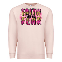 Pale Pink Faith over fear  Breast Cancer Awareness Premium Sweatshirt - FaDigitalArtStudio