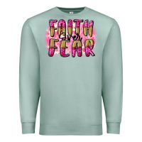 Seafoam Faith over fear  Breast Cancer Awareness Premium Sweatshirt - FaDigitalArtStudio