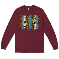 Burgundy tool leather leopard cowhide backround Long Sleeve Tee - RanaPortraitStore