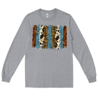 Heather Grey tool leather leopard cowhide backround Long Sleeve Tee - RanaPortraitStore