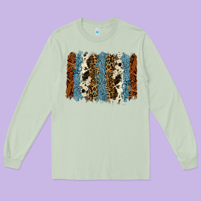 Tool Leather Leopard Cowhide Backround Long Sleeve Tee Designed By Ranaportraitstore