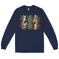 Navy tool leather leopard cowhide backround Long Sleeve Tee - RanaPortraitStore