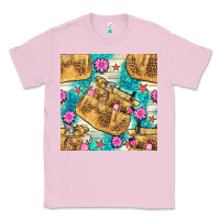 Bubblegum Pink hairdresser apron and flowers with turquoise glitter seamless pattern  Classic Tee - BundleAndBundleShop