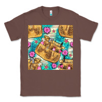 Chestnut hairdresser apron and flowers with turquoise glitter seamless pattern  Classic Tee - BundleAndBundleShop