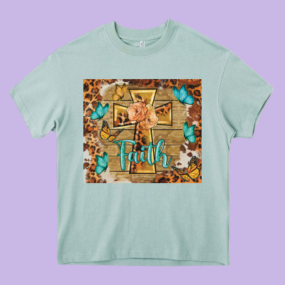 Faith Cross Heavy Core Tee Designed By Barkaloodesign