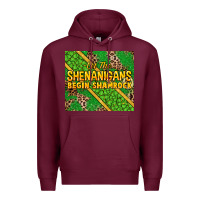 Burgundy Let the shenanigans begin shamrock tumbler Premium Hoodie - HowdyJamesFarm