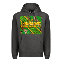 Charcoal Heather Let the shenanigans begin shamrock tumbler Premium Hoodie - HowdyJamesFarm