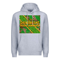 Heather Grey Let the shenanigans begin shamrock tumbler Premium Hoodie - HowdyJamesFarm