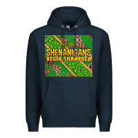 Navy Let the shenanigans begin shamrock tumbler Premium Hoodie - HowdyJamesFarm