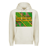 Oatmeal Heather Let the shenanigans begin shamrock tumbler Premium Hoodie - HowdyJamesFarm