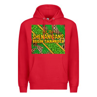 Red Let the shenanigans begin shamrock tumbler Premium Hoodie - HowdyJamesFarm