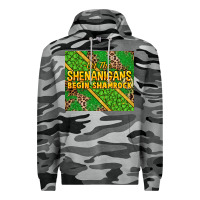 Slate Camo Let the shenanigans begin shamrock tumbler Premium Hoodie - HowdyJamesFarm