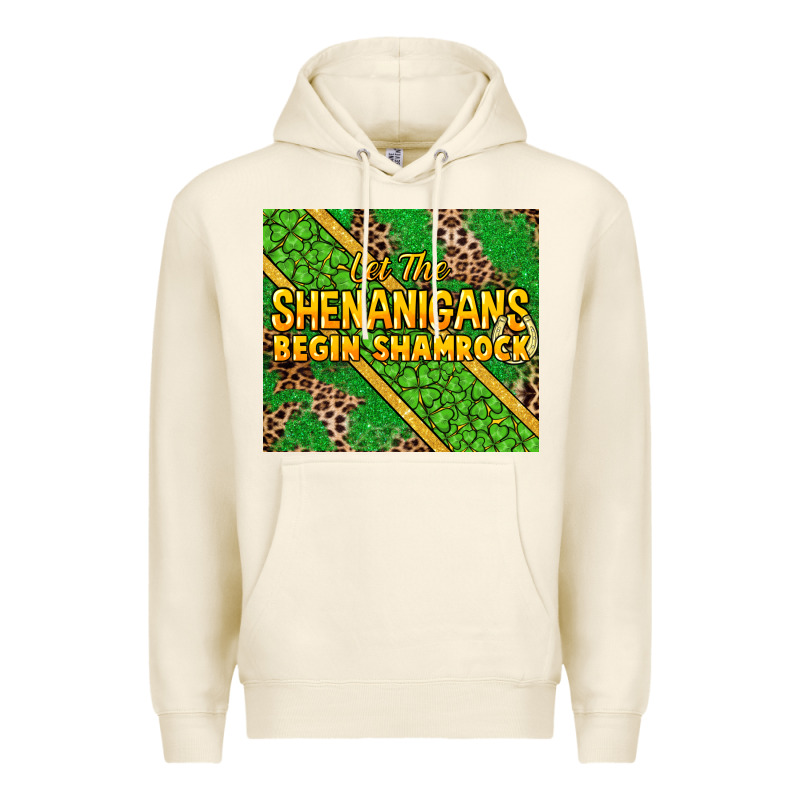 Let The Shenanigans Begin Shamrock Tumbler Premium Hoodie by HowdyJamesFarm | Teevron