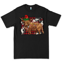 Black christmas highland cow Premium Tee - BarkalooDesign