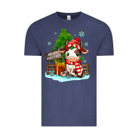 Vintage Denim merry christmas cow Vintage Tee - MaliasSmallBusiness