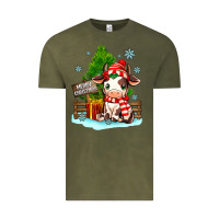 Vintage Olive merry christmas cow Vintage Tee - MaliasSmallBusiness