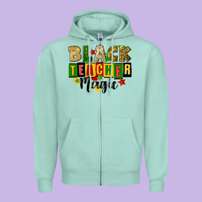 Black Teacher Magic Juneteenth Zipper Hoodie Designed By Cowgirlartshop
