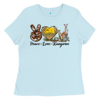 Baby Blue Peace Love Kangaroo Ladies Tee - LillyAllenDesigns